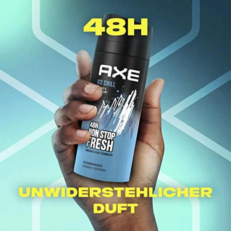 Axe Bodyspray Ice Chill, 6x 150 ml Dose, ohne Aluminiumsalze, frischer Duft nach frozen Mint & Lemon, 48 Stunden Frische – Bild 3
