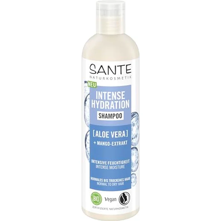 Sante Naturkosmetik Intense Hydration Shampoo, 250 ml - Feuchtigkeitsspendendes Shampoo für trockenes Haar, Aloe Vera + Mango-Extrakt – Bild 1