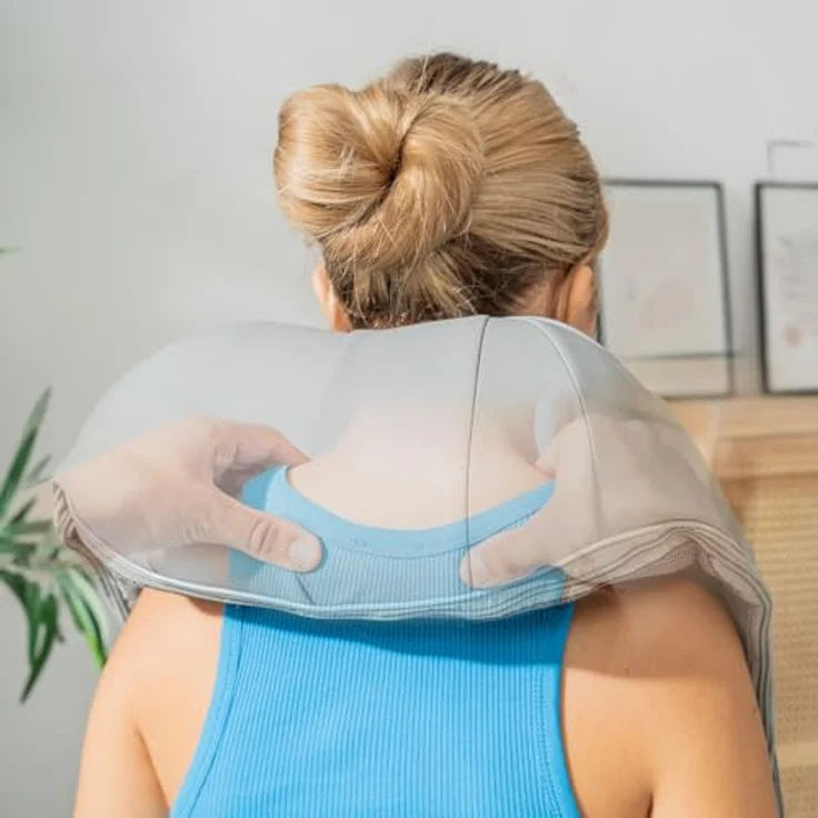 InnovaGoods® Shiatsu Nacken- und Schultermassagegerät, elektrisches Massagegerät mit Infrarotwärme, 2 Intensitätsstufen, 2 rotierende ergonomische Köpfe, wiederaufladbar, ideal für Nacken und Rücken – Bild 4