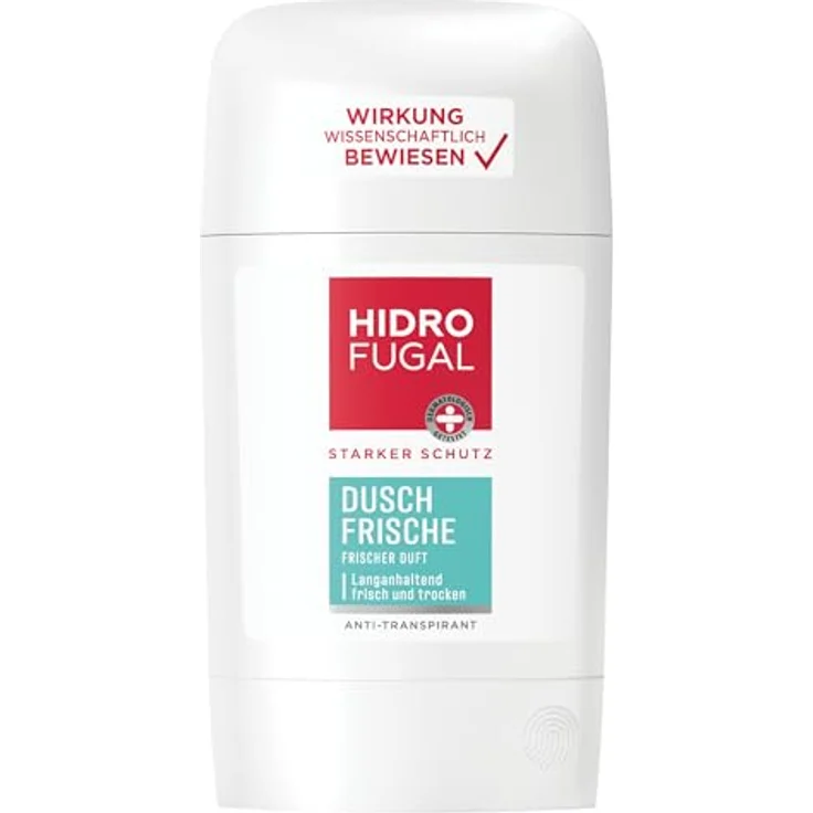 Hidrofugal DUSCH FRISCHE Stick, starkes Antitranspirant ohne Ethylalkohol, 50 ml, erfrischender Duft für zuverlässigen Schutz gegen Schweiß und Körpergeruch – Bild 1