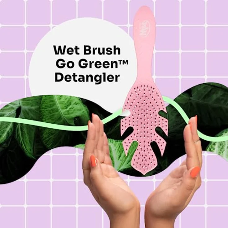 WetBrush Go Green Biodegradable Detangler Hairbrush Soft Intelliflex Bristles Pain Free Brushing All Hair Types Pink – Bild 2