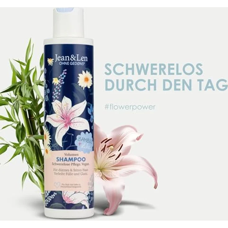 Jean & Len Philosophie Shampoo Volumen Bambus Lilie 300 ml – Bild 3