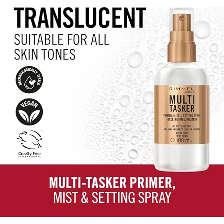 Rimmel London Multi Tasker Primer, 100 ml, fixierend und feuchtigkeitsspendend mit Gurken- und Kamillenextrakten – Bild 2