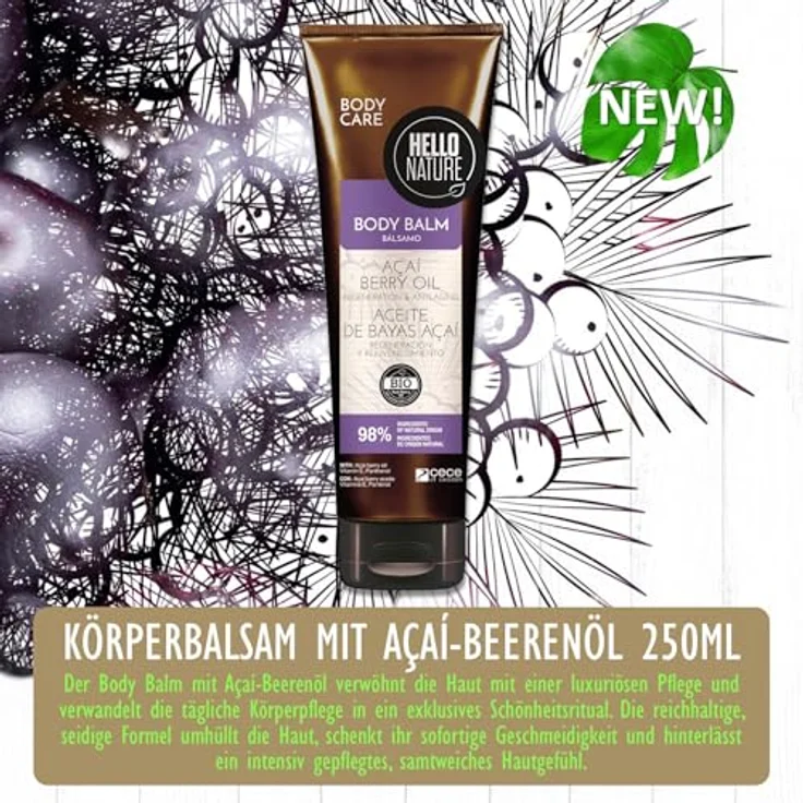 P-Beauty Naturkosmetik Körperbalsam mit Acai Öl, Veganer Body Balm für Damen & Herren, 3x250ml, intensive Feuchtigkeitspflege für trockene & sensible Haut, regenerierend und pflegend – Bild 2