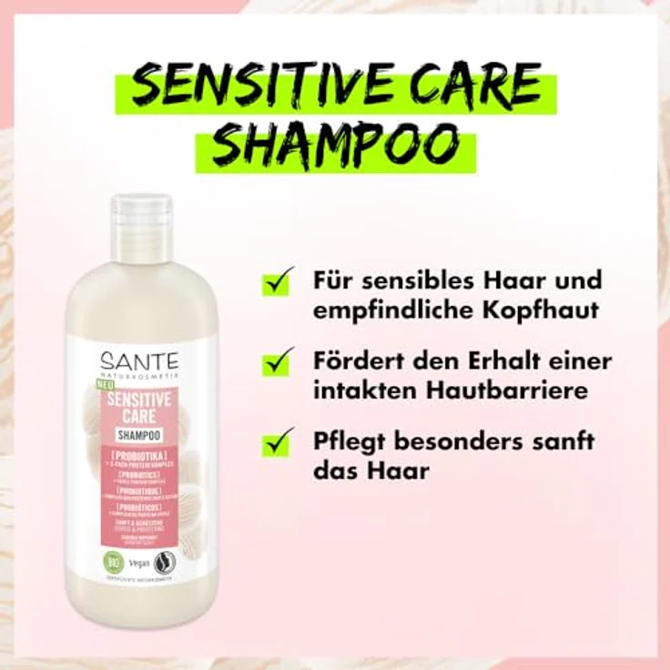 SANTE Naturkosmetik Sensitive Care Shampoo Probiotika + 3-Fach Protein Komplex, veganes Haarshampoo für gestärktes und mit Feuchtigkeit versorgtes Haar, 500 ml – Bild 4