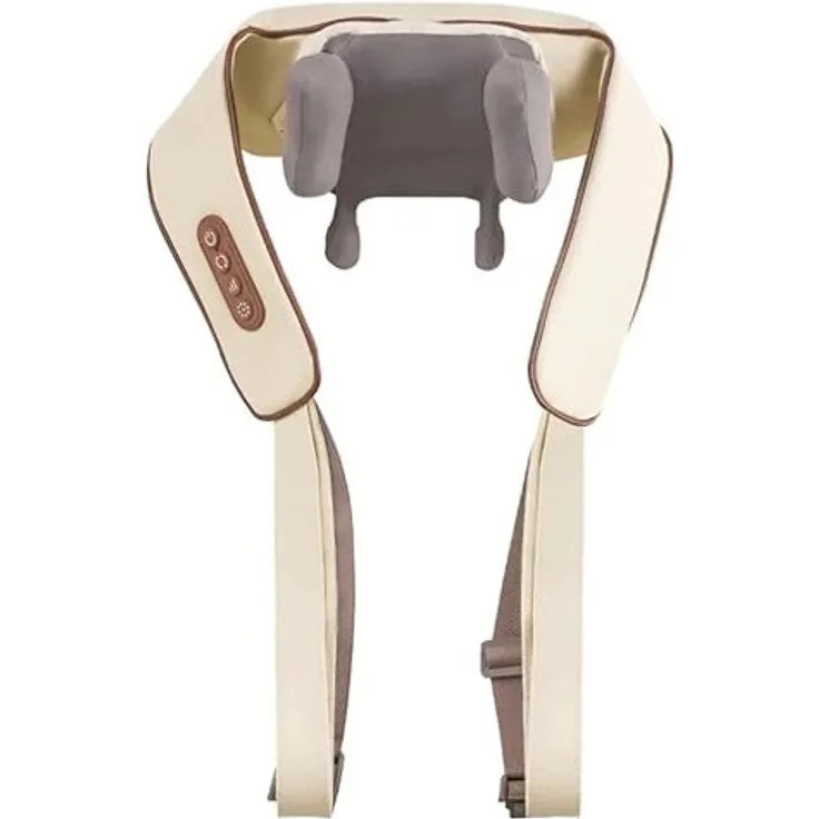 Lalano`S Cosmetics Nacken-Massagegerät 6D Massage Shiatsu-Gerät mit Wärmefunktion, Kabellos, Plüschiges PU-Leder, 6 Massageköpfe, Autoshutdown-Funktion
