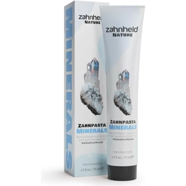 Zahnheld® Minerals Zahnpasta – remineralisierend mit Hydroxylapatit, Dicalciumphosphat & Calciumcarbonat, 1450 ppm Fluorid & Zink PCA, vegan, 75 ml
