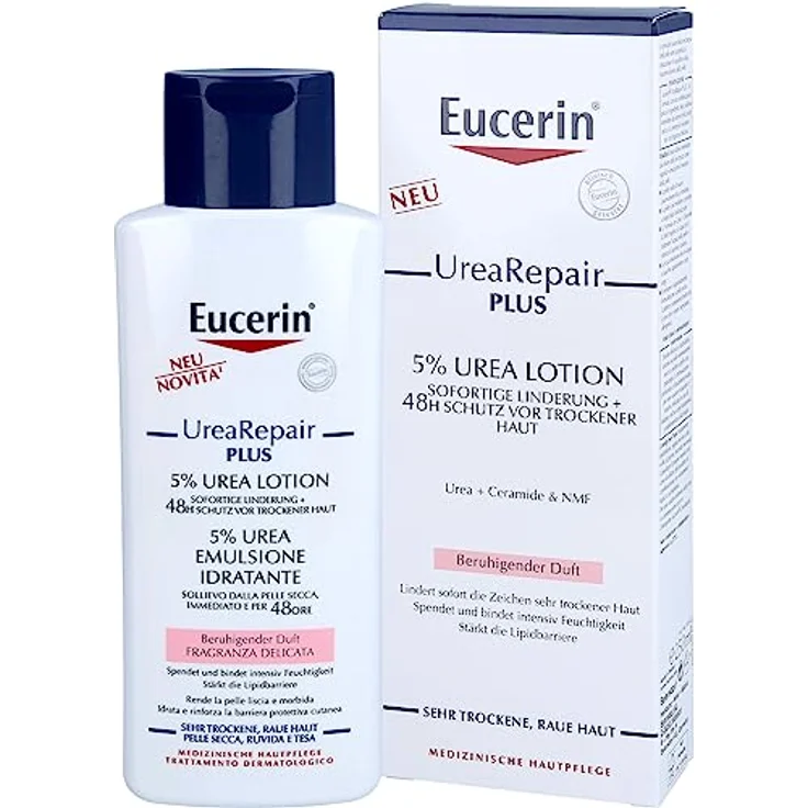 Eucerin UreaRepair Plus 5% Urea Lotion, 250 ml Lotion - hochwertige medizinische Hautpflege – Bild 2