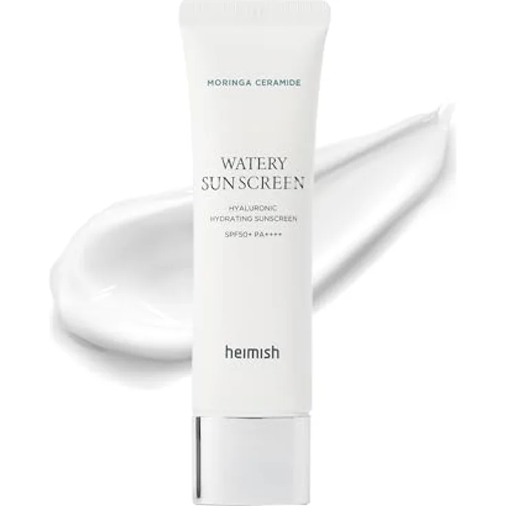 HEIMISH Moringa Ceramide Hyaluronic Acid Hydrating Watery Sunscreen SPF 50+ PA++++, 50ml - Leichte, feuchtigkeitsspendende Sonnencreme für trockene Haut
