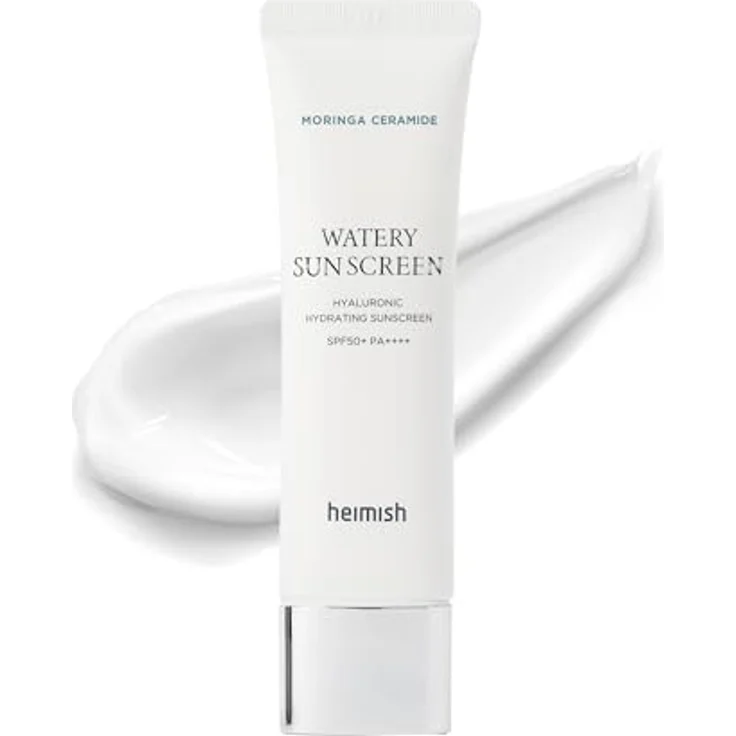 HEIMISH Moringa Ceramide Hyaluronic Acid Hydrating Watery Sunscreen SPF 50+ PA++++, 50ml - Leichte, feuchtigkeitsspendende Sonnencreme für trockene Haut – Bild 1