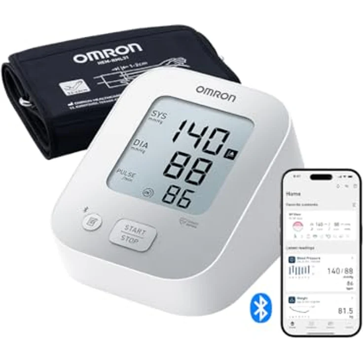 OMRON X2+ Connect, klinisch validiertes Oberarm-Blutdruckmessgerät mit Bluetooth, Universalmanschette 22-42 cm, erkennt unregelmäßige Herzschläge, inklusive kostenloser App – Bild 1