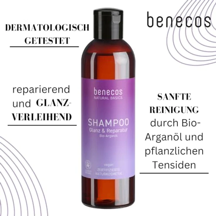 Benecos Haarshampoo Arganöl, Shampoo Glanz & Reparatur mit Bio-Arganöl, 250ml, PETA approved – Bild 4
