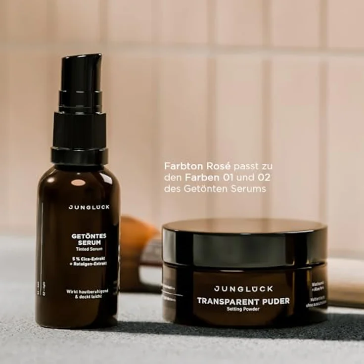 JUNGLÜCK Transparent Puder Gesicht, Vegan, Lose mattierend und langanhaltend, Farbton Rose – Bild 4