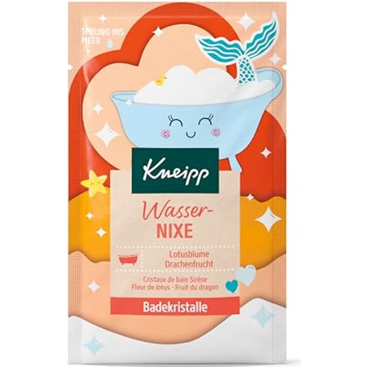 Kneipp Badekristalle Wassernixe - Badezusatz mit Lotusblume & Drachenfrucht, korallfarbenes Wasser, 60g – Bild 1