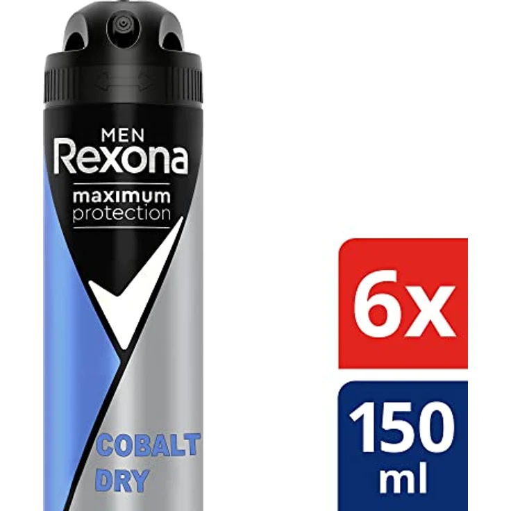 Rexona Men Maximum Protection Deo Spray Cobalt Dry Anti-Transpirant mit 48 Stunden Schutz gegen Körpergeruch und Achselnässe 150 ml 6 Stück – Bild 2