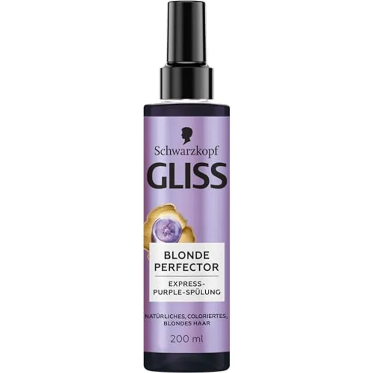 Gliss Express-Purple-Spülung Blonde Perfector, Haarspülung zum Sprühen für blondes Haar mit Föhnschutz & UV-Filter, 200 ml