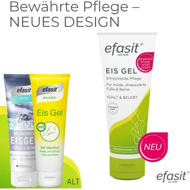efasit Eis Gel, 75 ml - Eisgel für die Füsse und Beine kühlt und belebt, mit Menthol, Grapefruitextrakt und aktivierendem Duft – Bild 3