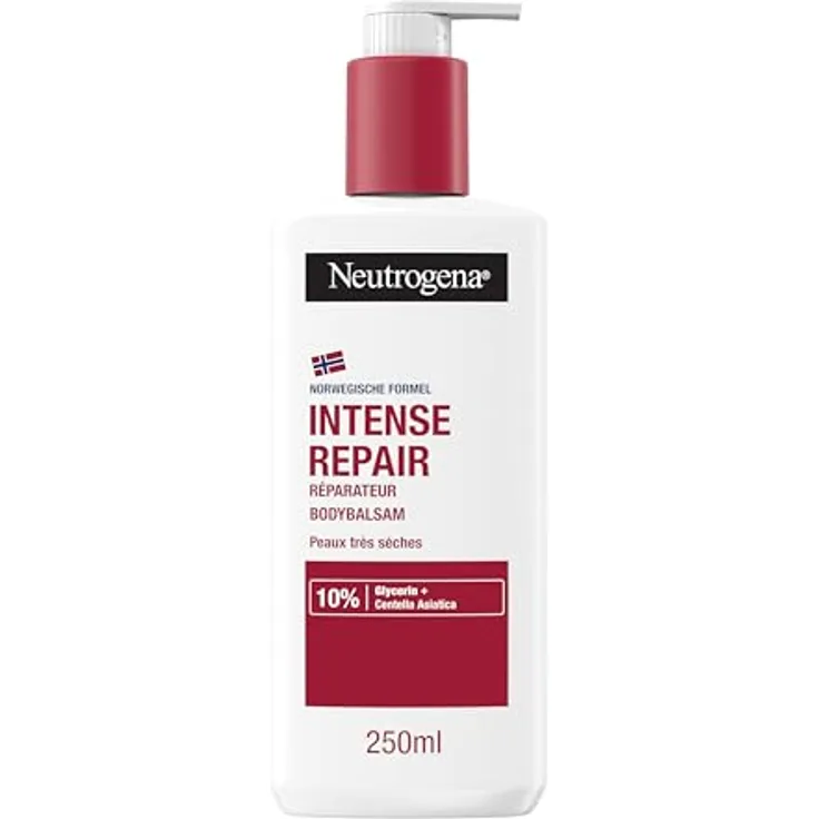 Neutrogena Intense Repair Reparierender CICA Bodybalsam, feuchtigkeitsspendende Bodylotion mit Glycerin & Centella Asiatica, nicht fettend, 250 ml, für raue, sehr trockene Haut