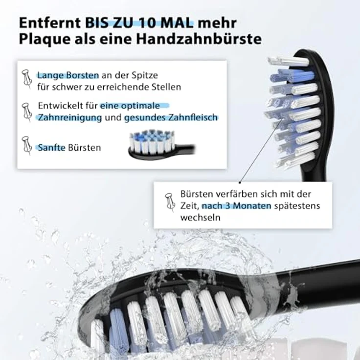 Tristan Auron Schallzahnbürste Business Class – 55.000 Schwingungen & 5 Putzmodi – Elektrisch & leise – inkl. UV-Reiseetui & 6 Aufsteckbürsten – 60 Tage Akku (Rot) – Bild 7