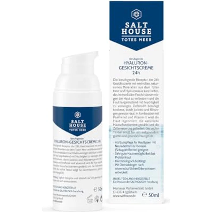 Salthouse Totes Meer Therapie Hyaluron-Gesichtscreme 24h mit Defensil® für trockene & empfindliche Haut, 50ml - Feuchtigkeitsspendend und beruhigend – Bild 4