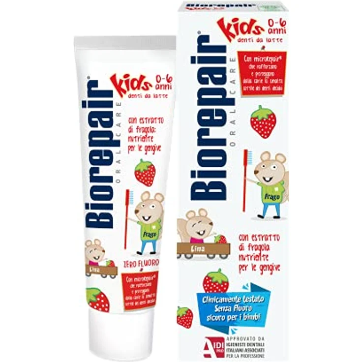 Biorepair Zahncreme Dentifricio Junior Per Bambini Senza Fluoro 0-13 Anni Topo Gigio 50 Ml , (1Er Pack) – Bild 4