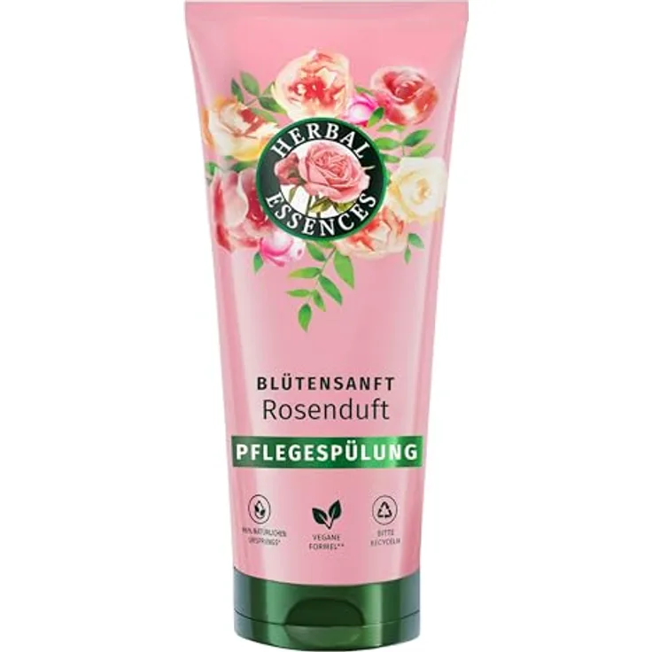 Herbal Essences Blütensanft Pflegespülung mit Rosenduft 250ml, Für seidig glänzendes Haar, Rosenessenz, Vegan