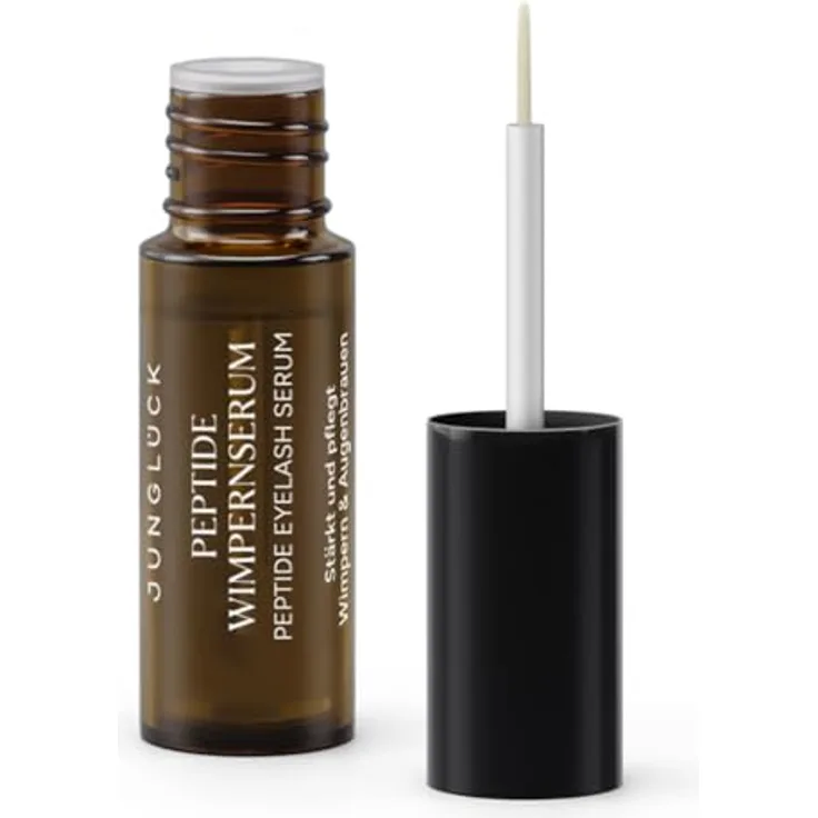 JUNGLÜCK Peptide Wimpernserum, Hormonfreies Wachstumsserum für lange, dichte Wimpern & Augenbrauen mit 5-fach Peptid-Komplex, Vegan