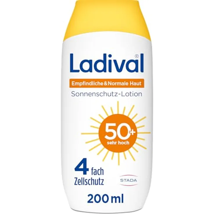 LADIVAL Sonnenschutz Lotion LSF 50, wasserfest, feuchtigkeitsspendend, 4-fach Zellschutz, 200ml für empfindliche und normale Haut