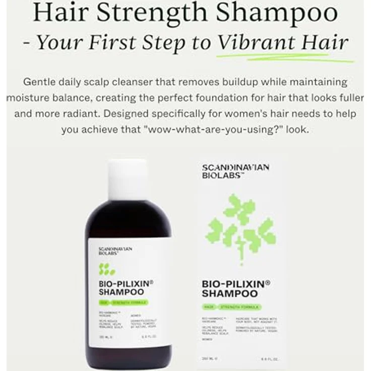 Scandinavian Biolabs Bio-Pilixin® Hair Strength Shampoo, gegen Haarausfall für Frauen, 250 ml, vegan mit Kurkumaextrakt und Aminosäurekomplex – Bild 2