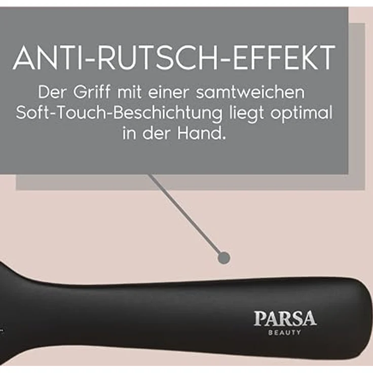 PARSA BEAUTY Professional Wirkstoffbürste Carbon + Turmalin, Paddlebürste klein für perfektes Glätten ohne fliegende Haare, entwirrbürste mit karbonisierten Nylonstiften – Bild 4