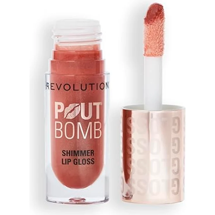Makeup Revolution Shimmer Gloss Glitzer-Lipgloss, feuchtigkeitsspendend und pflegend, Farbton Gold, 4.5 ml – Bild 1