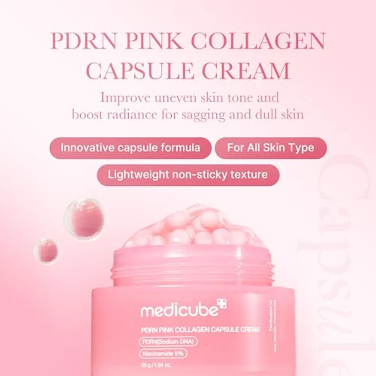 Medicube PDRN Pink Collagen Cream – Leichte Feuchtigkeitscreme für das Gesicht mit Niacinamid zur Verbesserung des ungleichmäßigen Hauttons – Koreanische Hautpflege, 55 g – Bild 2