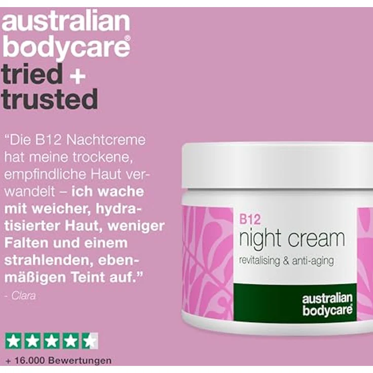 Australian Bodycare B12 revitalisierende Nachtcreme, 50 ml, intensiv feuchtigkeitsspendend, für Festigkeit und Elastizität – Bild 5