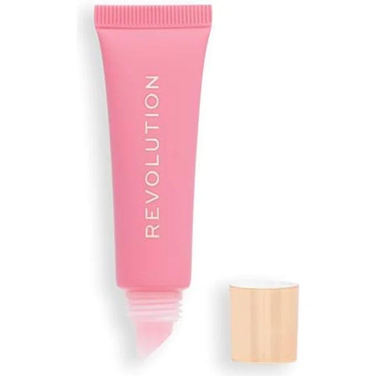 Makeup Revolution Saftiger Peptid-Lippenbalsam, Feuchtigkeitsspendender Balsam mit Erdbeerduft, Angereichert mit Vitamin E & Peptiden, Pinkes Erdbeere, 8ml – Bild 1