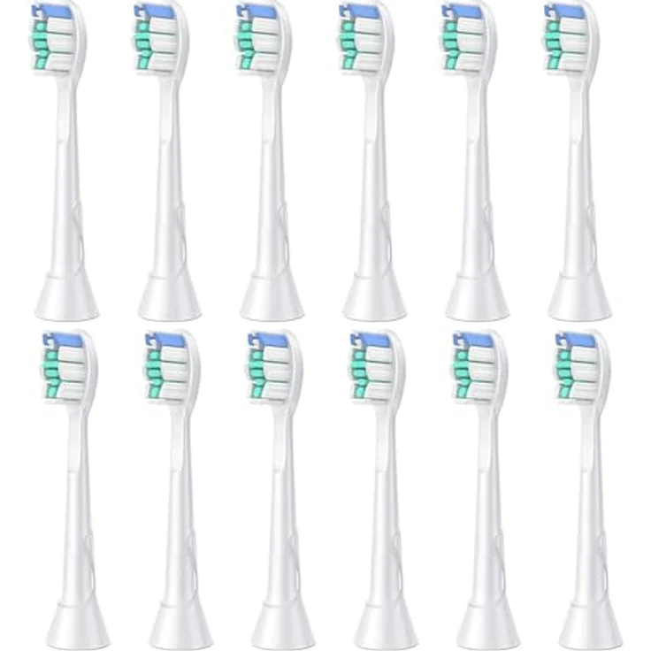Aismaili 12er Aufsteckbürsten für Philips Sonicare - Weiße Zahnbürstenköpfe mit Memory-Borsten und intensiver Reinigung, kompatibel mit verschiedenen Modellen. – Bild 1