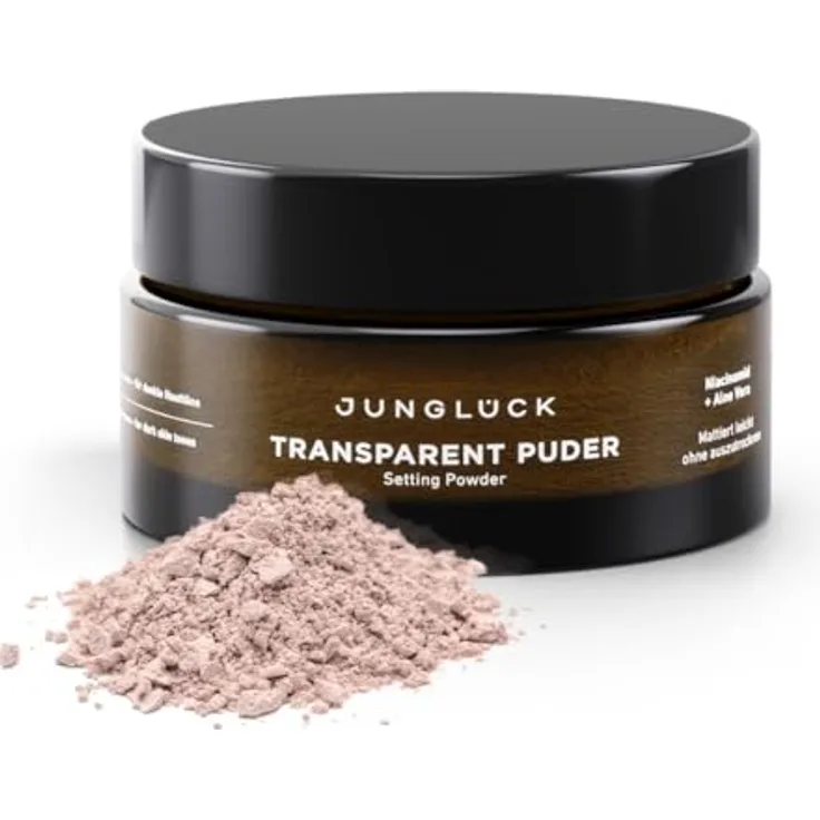 JUNGLÜCK Transparent Puder Gesicht, Vegan, Lose mattierend und langanhaltend, Farbton Rose