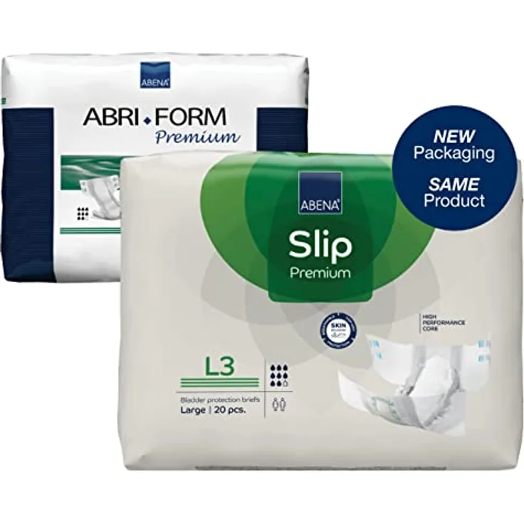 ABENA Slip Premium All-in-One Inkontinenzeinlagen für Damen und Herren, umweltfreundliche Inkontinenzeinlagen für Damen und Herren, Größe L 3, 100–150 cm Taille, 3400 ml Saugfähigkeit, 4 Stück