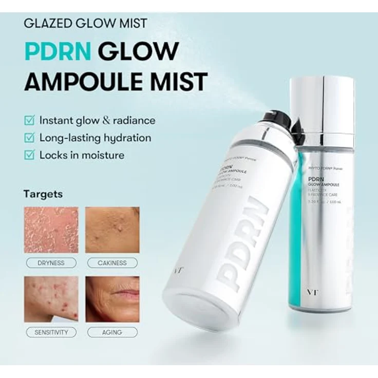 VT Cosmetics PDRN Glow Ampoule, Gesichtsserum für hydratisierte und strahlende Haut, 100 ml, mit Ceramiden und Niacinamid – Bild 2