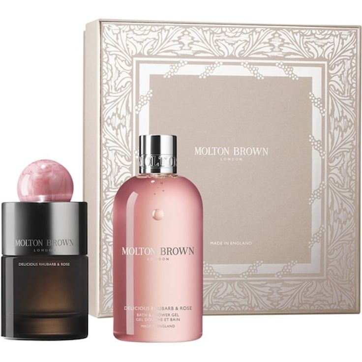 Molton Brown Delicious Rhubarb & Rose, Duft-Geschenkset für Damen mit Eau de Parfum 100 ml und Duschgel 300 ml