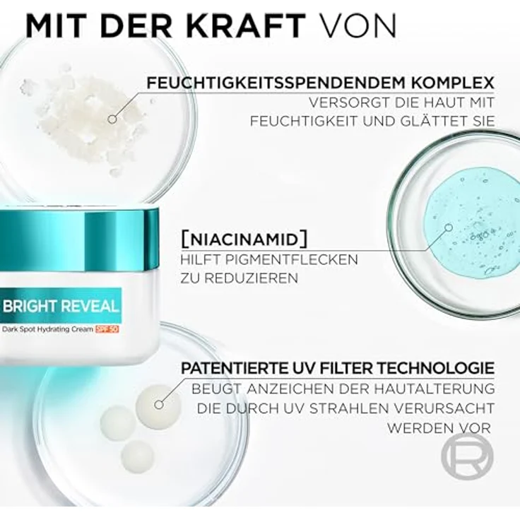 L'Oréal Paris Bright Reveal Dark Spot Feuchtigkeitspflege mit LSF 50 - Reduziert Pigmentflecken, beugt Hautalterung vor, spendet Feuchtigkeit, 50 ml – Bild 2