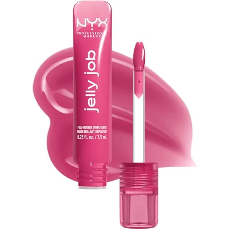 NYX PROFESSIONAL MAKEUP Jelly Job Peptide Infused Jelly Gloss, voluminöser Glanz für hochglänzende Lippen, Jelly Jammin'