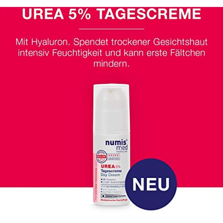 numis med Tagescreme mit 5% Urea - Hautberuhigende Gesichtspflege für beanspruchte Haut - Vegan & ohne Silikone, Parabene - 50 ml – Bild 3