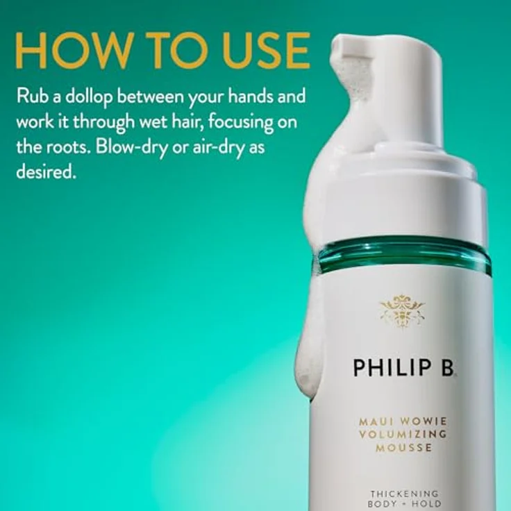 PHILIP B Maui Wowie Volumenmousse, 163 ml, zum Verdicken des Körpers + Retention, mehr Volumen und Erhöhung der Wurzeln, nie steif oder klebrig, mehrfarbig – Bild 5