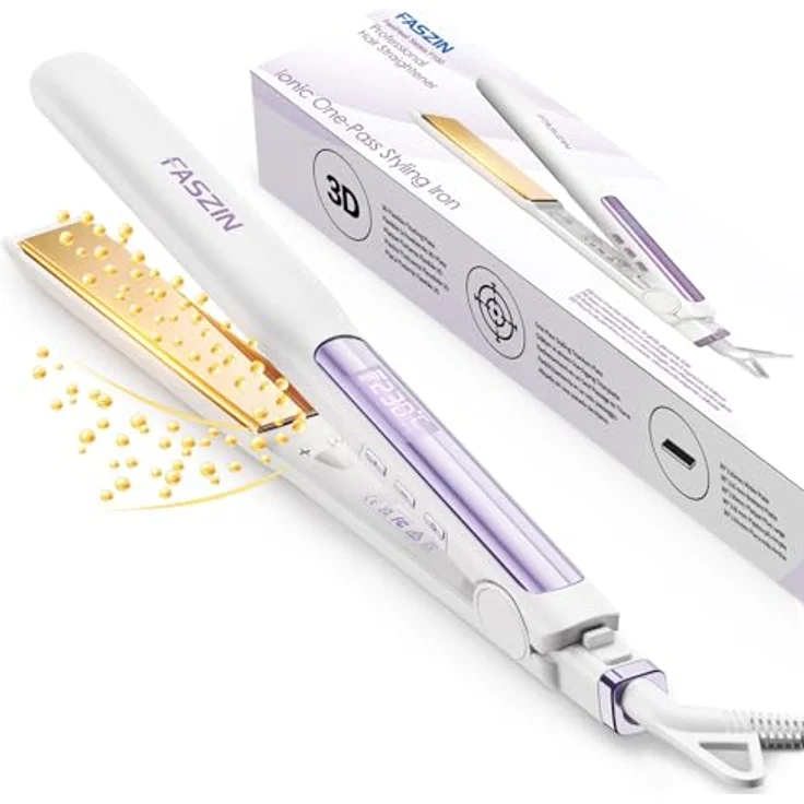 Faszin Titan Haarglätter, 15 Sekunden schnelles Aufheizen, negative Ionen, breite Platten für dickes und feines Haar – Bild 1