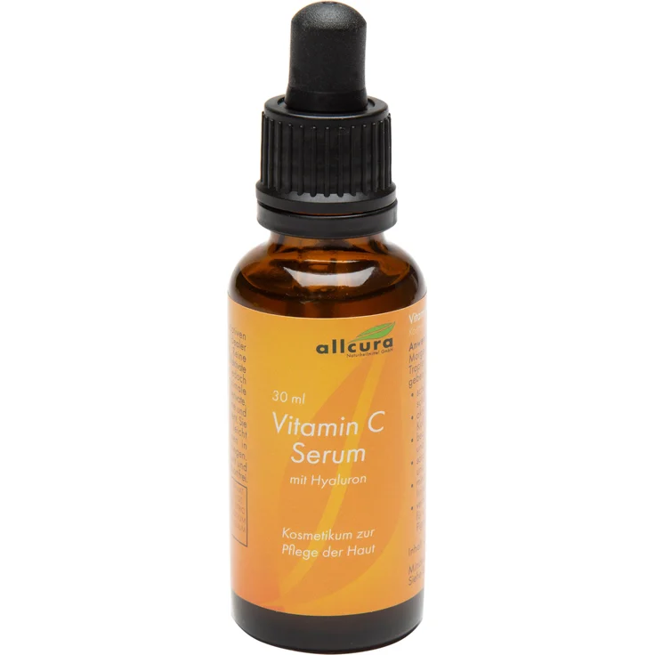 allcura Vitamin C Serum mit Hyaluron, Gesichtsserum 30 ml für straffere Haut und strahlenden Teint