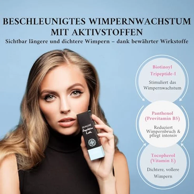 JEUXLORÉ Superlative Lash Wimpernserum & Augenbrauen Serum, 3 ml - Testsieger für besseres Wachstum von Wimpern & Brauen, dermatologisch getestet, tierversuchsfrei – Bild 2