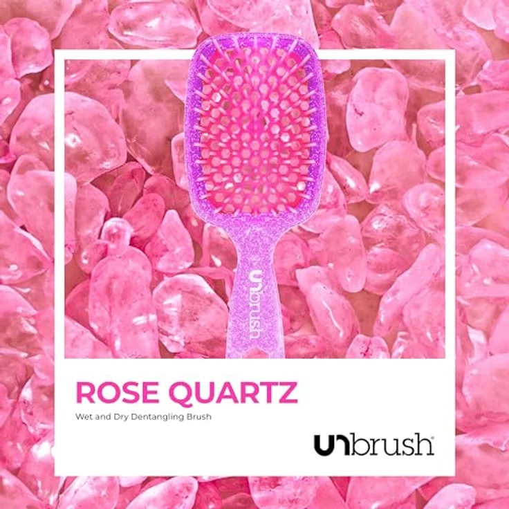 UNbrush Glitter Collection Detangling Hair Brush, Rose Quartz Haarbürste mit 105 sanften Borsten für nasses und trockenes Haar, Unisex – Bild 7