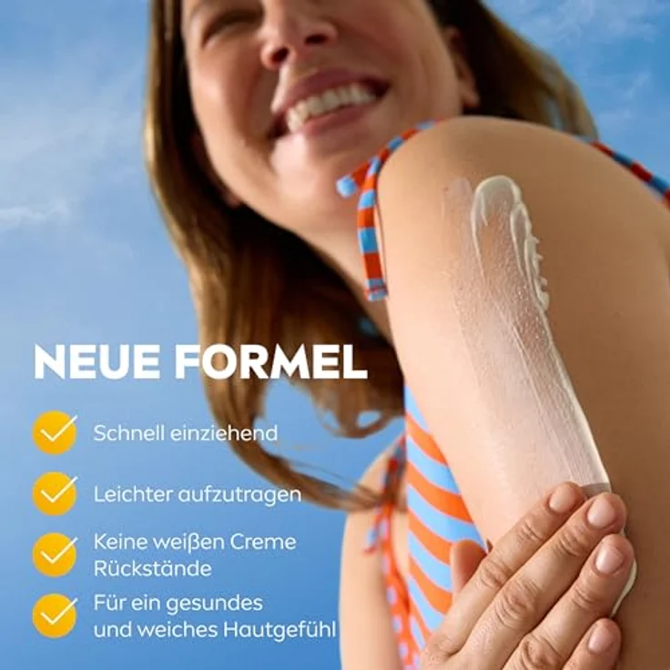 NIVEA SUN Schutz & Pflege Sonnenlotion LSF 50+, wasserfester Sonnenschutz mit Vitamin C & Hyaluron, 48h Feuchtigkeit ohne weiße Rückstände, 200 ml – Bild 4