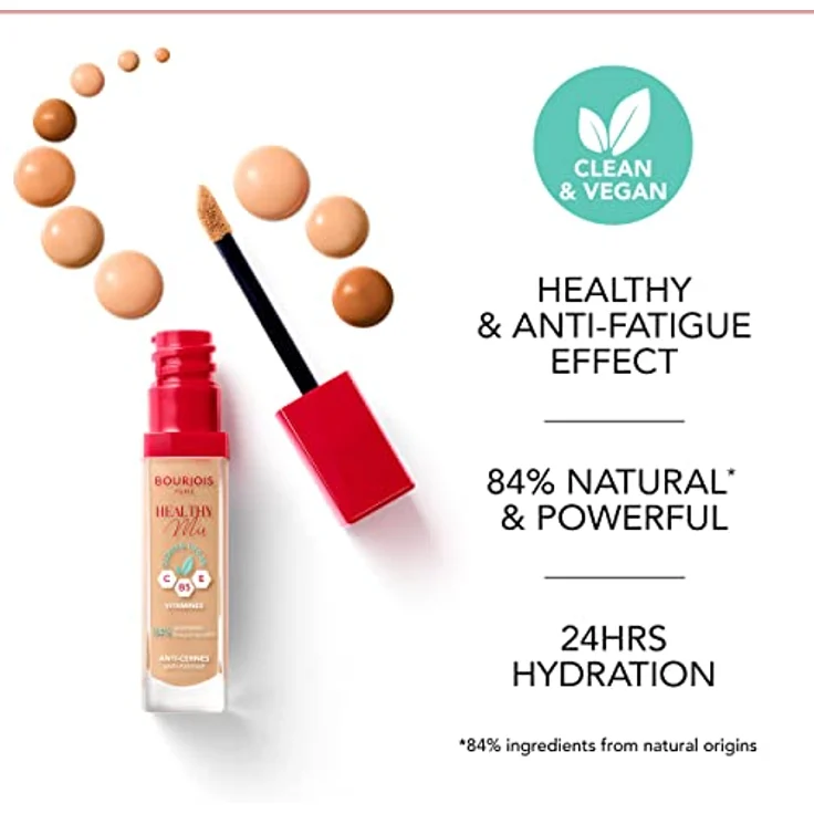 BOURJOIS Paris Concealer - Healthy Mix Clean - 54 Soleil Halé, 6ml, Langanhaltend, Natürliches Leuchten, Lebendig-leichte bis mittlere Deckkraft – Bild 3
