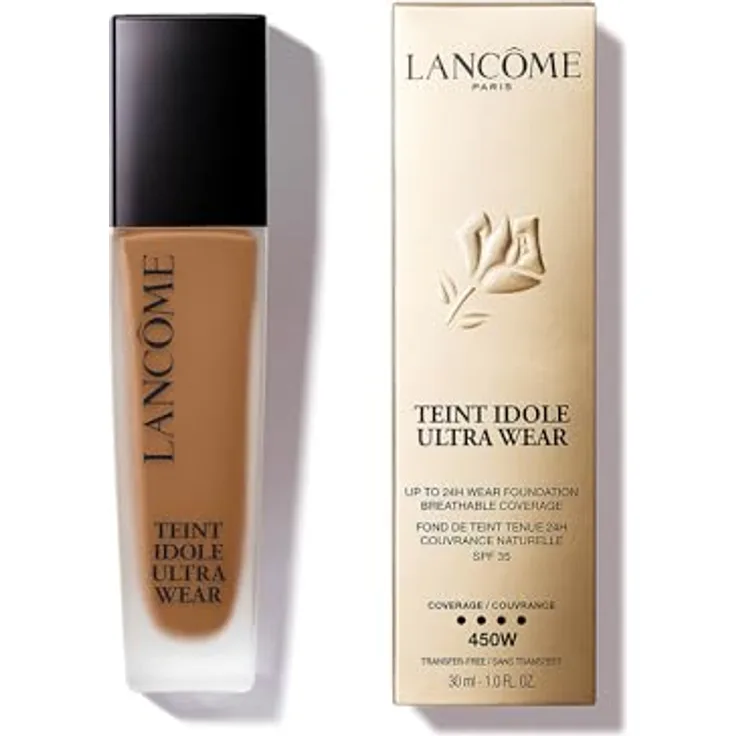 Lancôme Teint Idole Ultra Wear Foundation, Atmungsaktive 24H Vollabdeckungsbasis, 450W, 30ml, Rostgrün/Ultramarinblau